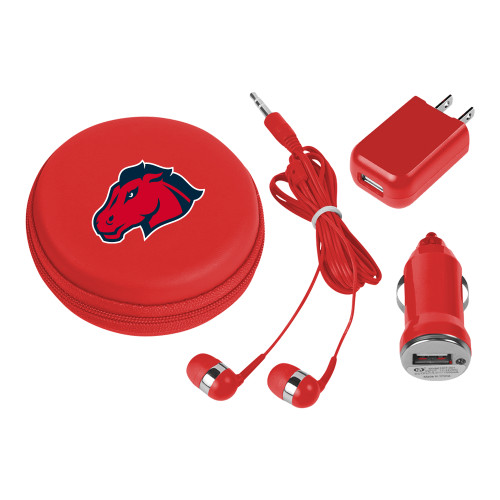  3 in 1 Red Audio Travel Kit - Mustang Head