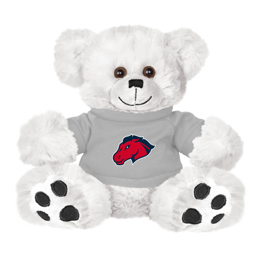  Plush Big Paw 8 1/2 inch White Bear w/Grey Shirt - Mustang Head