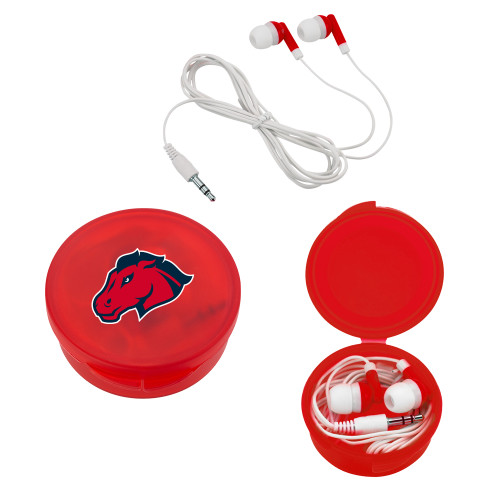  Ear Buds in Red Case - Mustang Head