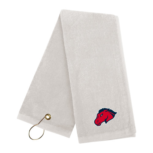  White Golf Towel - Mustang Head