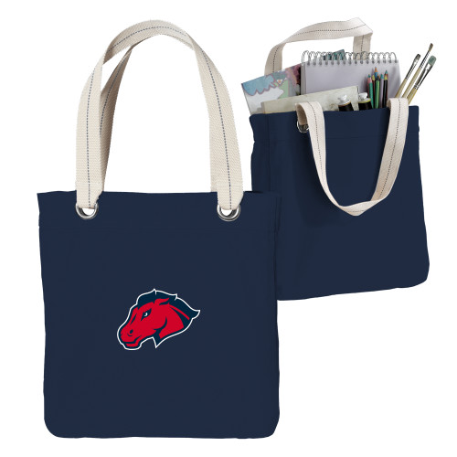  Allie Navy Canvas Tote - Mustang Head