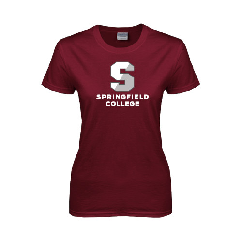 Springfield College Womens Maroon Short Sleeve Tee