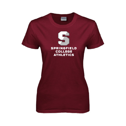  Womens Maroon Short Sleeve Tee - Springfield College Athletics