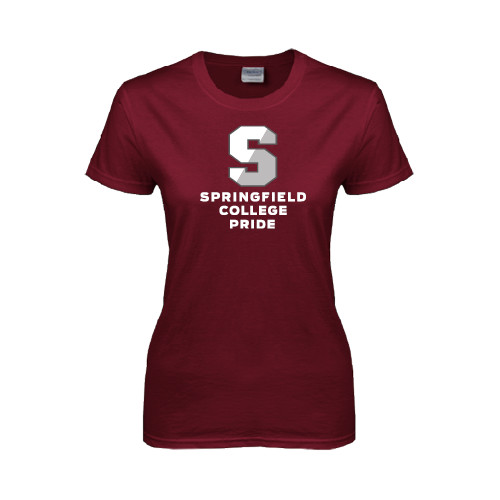  Womens Maroon Short Sleeve Tee - Springfield College Pride