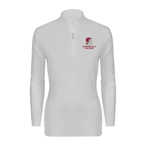  Syntrel Womens White Interlock 1/4 Zip - Official Logo