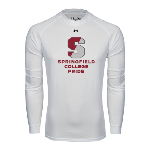  Under Armour White Long Sleeve Tech Tee - Springfield College Pride