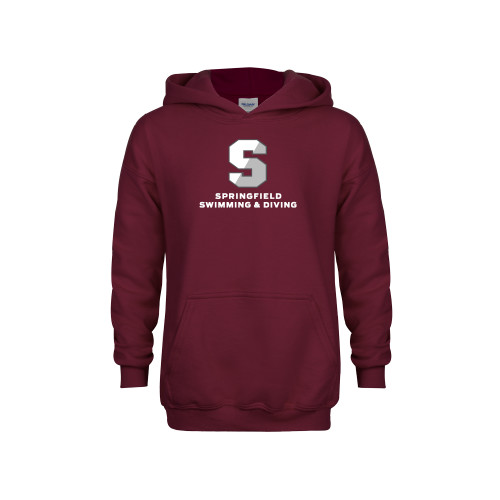  Youth Maroon Fleece Hoodie - Swimming & Diving