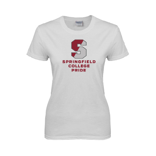  Womens White Short Sleeve Tee - Springfield College Pride