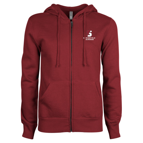  ENZA Womens Maroon Fleece Full Zip Hoodie - Lacrosse