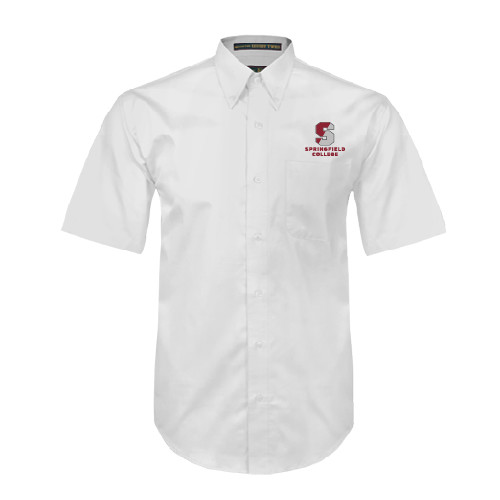  White Twill Button Down Short Sleeve - Official Logo