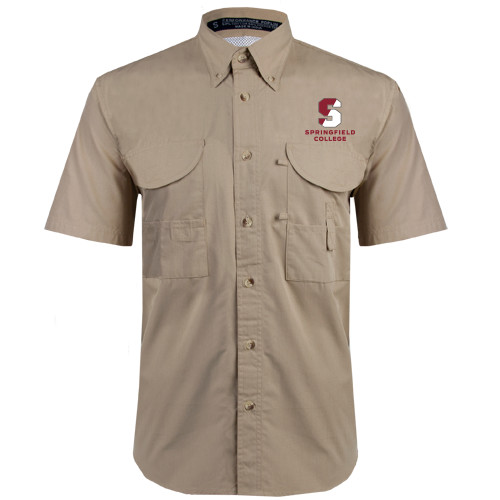 Khaki Fishing Shirt Performance Short Sleeve - Official Logo