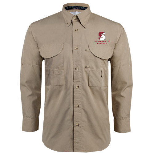 Khaki Fishing Shirt Performance Long Sleeve - Official Logo