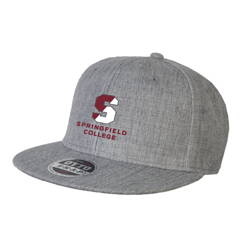  Heather Grey Wool Blend Flat Bill Snapback Hat - Official Logo