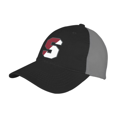  Black/Charcoal Mesh Back Unstructured Low Profile Hat - Springfield S