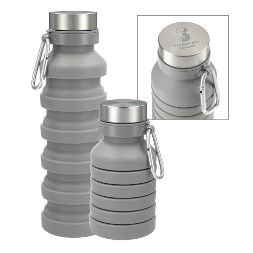  Zigoo Silicone Collapsible Grey Bottle 18oz - Official Logo Engraved