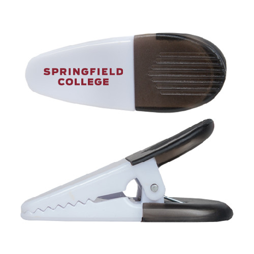  White Crocodile Clip/Magnet - Springfield College