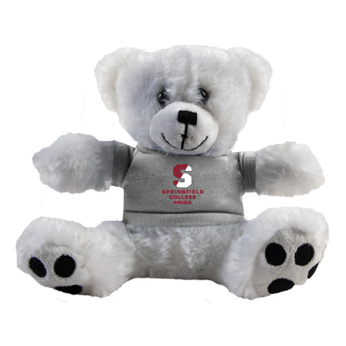  Plush Big Paw 8 1/2 inch White Bear w/Grey Shirt - Springfield College Pride