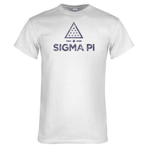 White T Shirt-Vertical Logo Mark Distressed