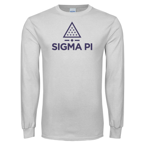 White Long Sleeve T Shirt-Vertical Logo Mark