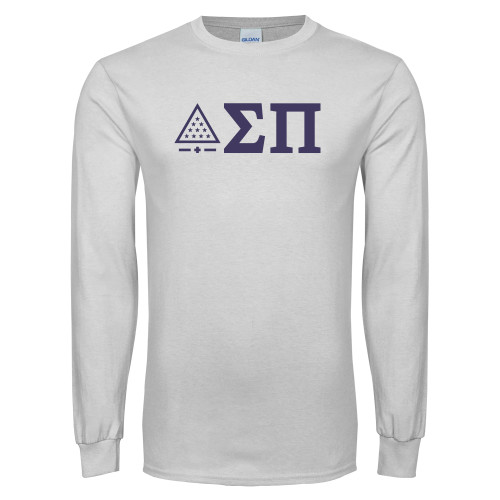 White Long Sleeve T Shirt-Icon Greek Letters
