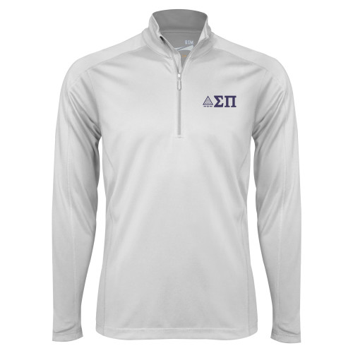 Syntrel White Interlock 1/4 Zip-Icon Greek Letters