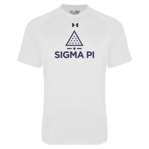 Under Armour White Tech Tee-Vertical Logo Mark