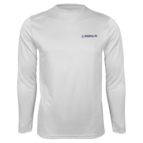 White Performance Long Sleeve Shirt-Standard Logo Mark