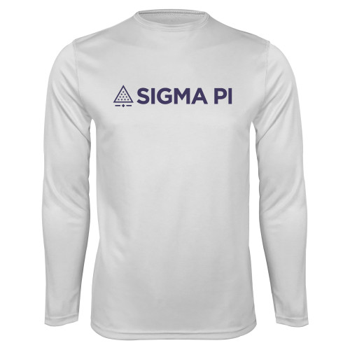 White Performance Long Sleeve Shirt-Standard Logo Mark