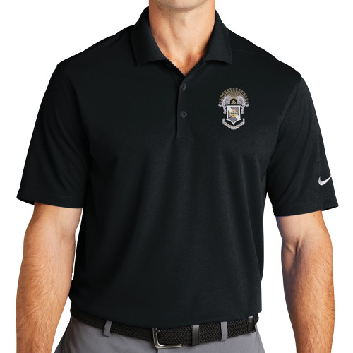 Nike Black Dri Fit Micro Pique 2.0 Polo-Crest