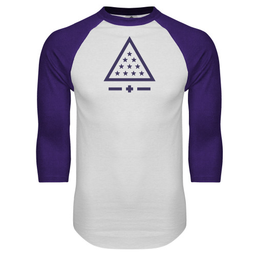 White/Purple Raglan Baseball T Shirt-Icon
