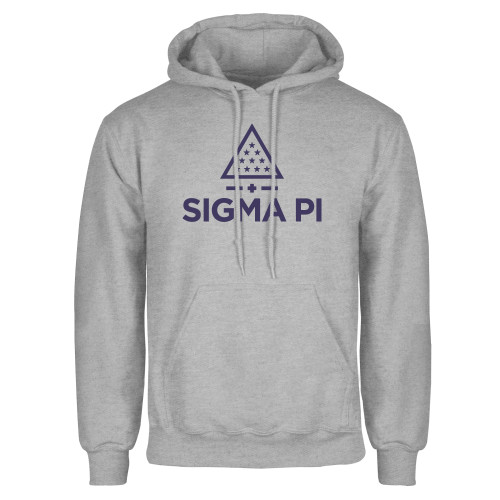 Grey Fleece Hoodie-Vertical Logo Mark