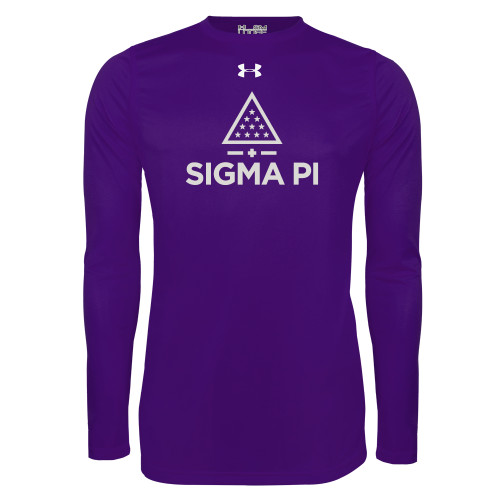 Under Armour Purple Long Sleeve Tech Tee-Vertical Logo Mark