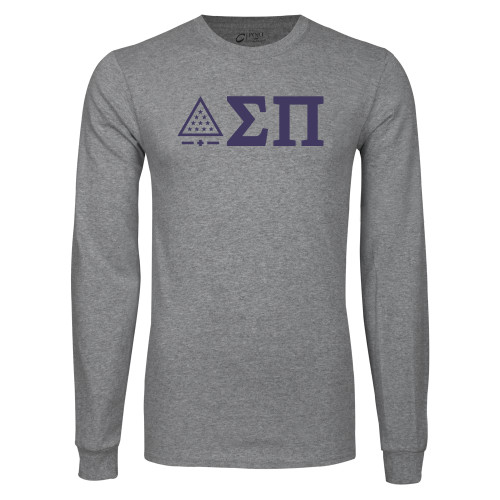Grey Long Sleeve T Shirt-Icon Greek Letters