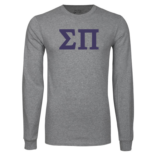 Grey Long Sleeve T Shirt-Greek Letters