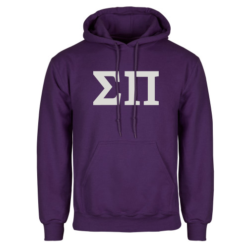 Purple Fleece Hoodie-Greek Letters