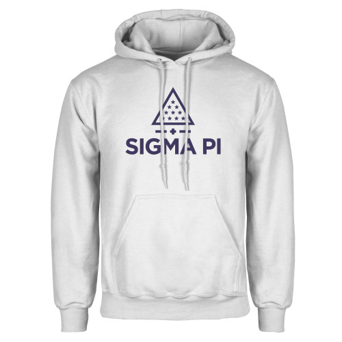 White Fleece Hoodie-Vertical Logo Mark