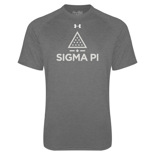 Under Armour Carbon Heather Tech Tee-Vertical Logo Mark