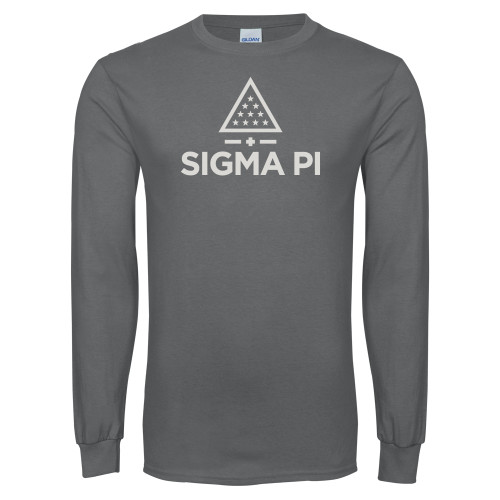 Charcoal Long Sleeve T Shirt-Vertical Logo Mark