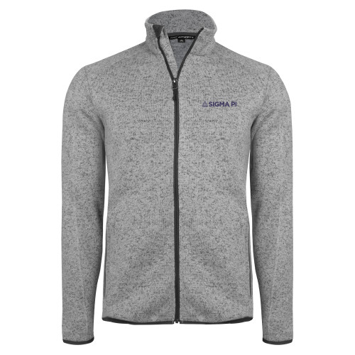 Grey Heather Sweater Fleece Jacket-Standard Logo Mark