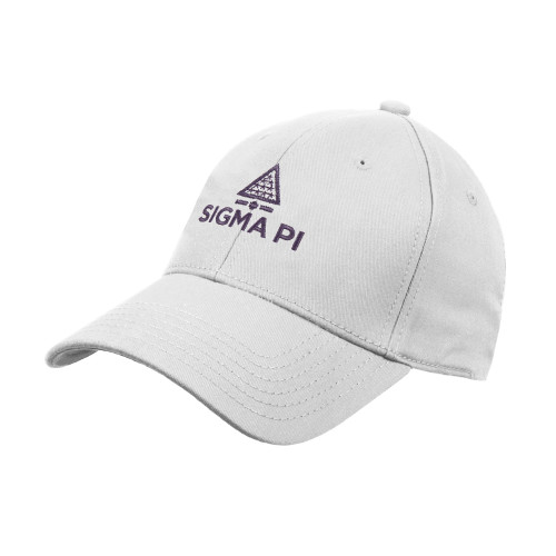 White Structured Adjustable Pro Style Hat-Vertical Logo Mark