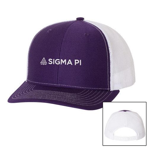 Richardson Purple/White Trucker Hat-Standard Logo Mark
