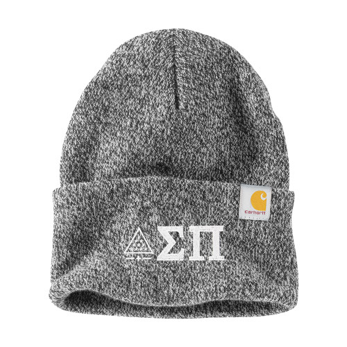 Carhartt Black/White Knit Beanie w/Cuff-Greek Letters