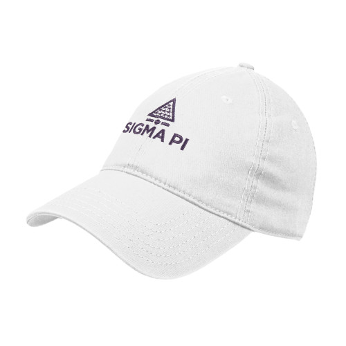 White Unstructured Adjustable Low Profile Hat-Vertical Logo Mark