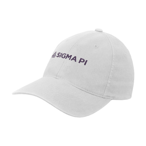 White Flexfit Structured Low Profile Hat-Standard Logo Mark