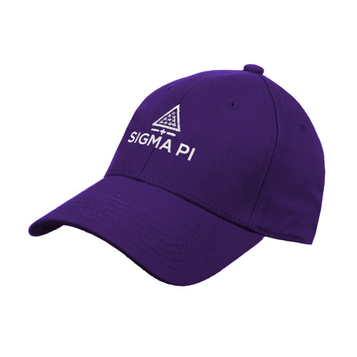 Purple Structured Adjustable Pro Style Hat-Vertical Logo Mark