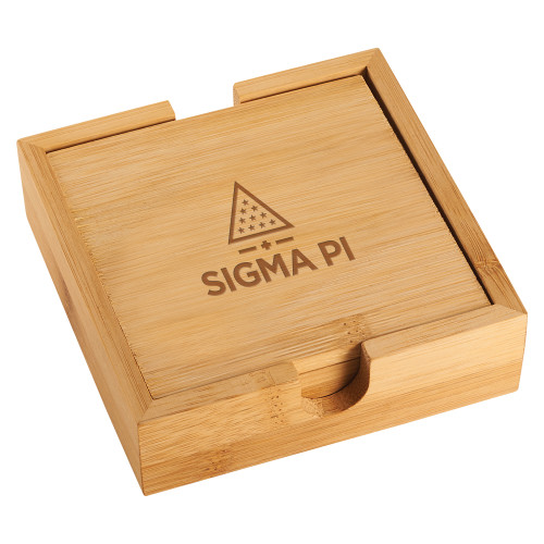 Bamboo Coaster Set-Vertical Logo Mark Engraved