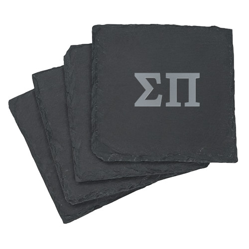 Slate Coaster Set-Greek Letters Engraved