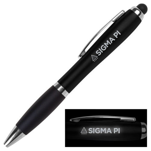LIGHT UP LOGO Black Stylus Pen-Standard Logo Mark Engraved