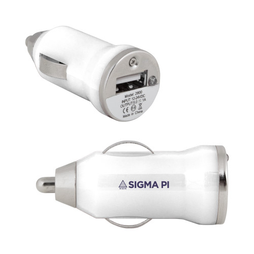 On the Go White Car Charger-Standard Logo Mark