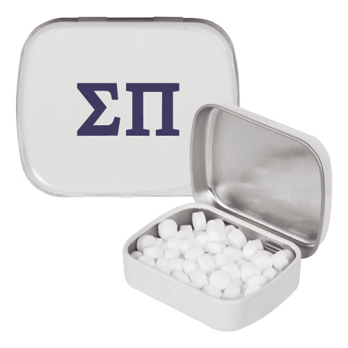 White Rectangular Peppermint Tin-Greek Letters